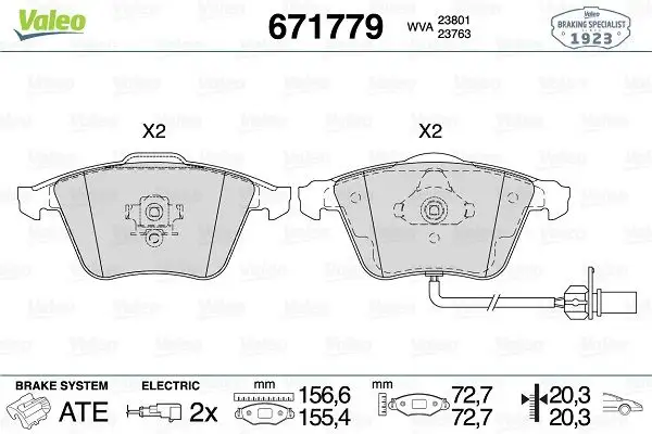 VALEO 671779 Ön Fren Balatası 4E0698151S resmi