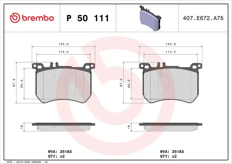 BREMBO P50111 Ön Fren Balatası resmi