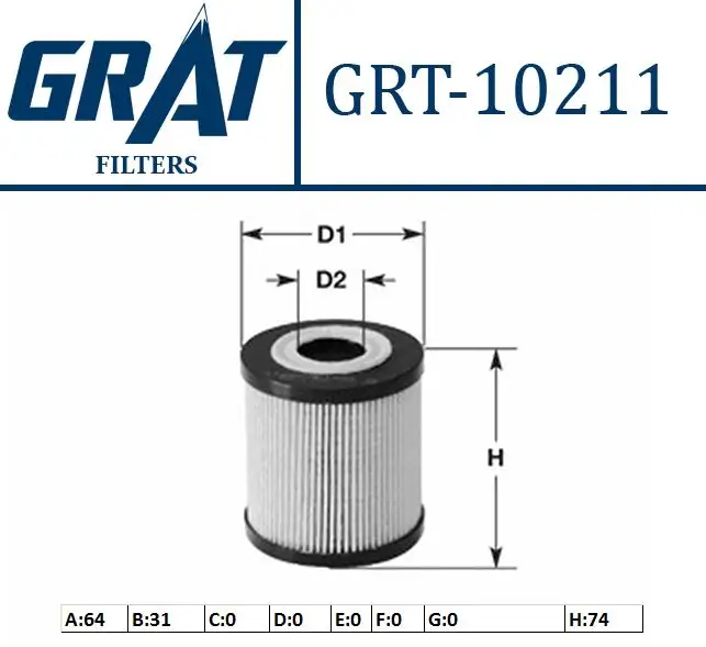 GRAT 10211 Yağ Filtresi 5650354 resmi