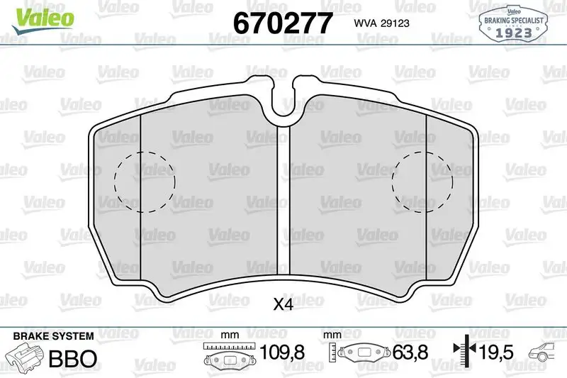 VALEO 670277 Arka Fren Balatası resmi