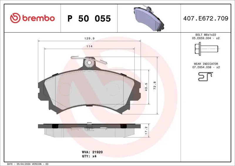 BREMBO P50055 Ön Fren Balatası resmi