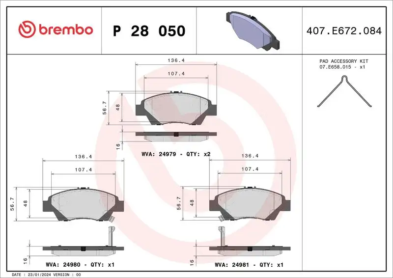 BREMBO P28050 Ön Fren Balatası resmi