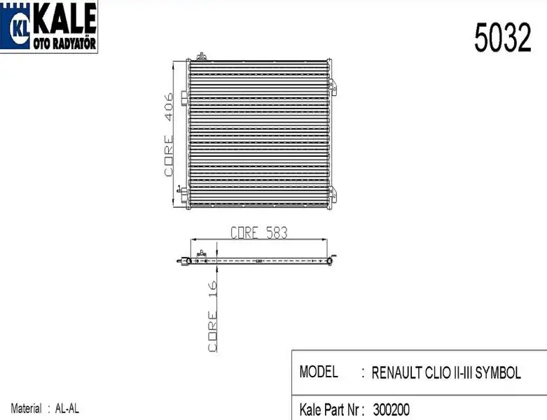 KALE 050ABC070 Klima Radyatörü resmi