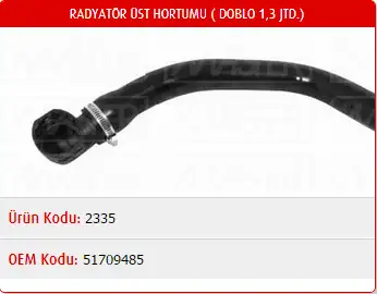 MASTER M2335 Radyatör Üst Hortumu 51709485 resmi
