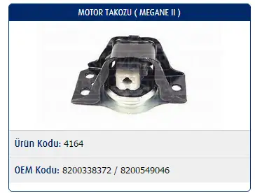MASTER M4164 Motor Takozu (Sağ) 8200338372 resmi