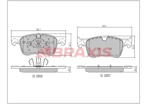 BRAXIS AA0515 Ön Fren Balatası 1609898380 resmi