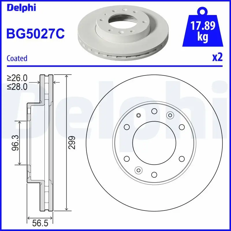 DELPHI BG5027C Ön Fren Diski 5176159000 resmi