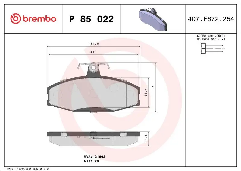 BREMBO P85022 Ön Fren Balatası resmi