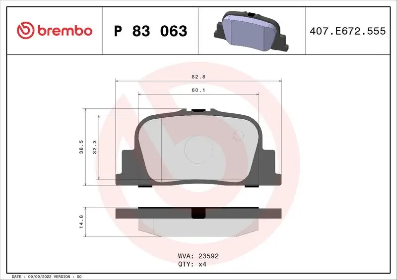 BREMBO P83063 Arka Fren Balatası resmi
