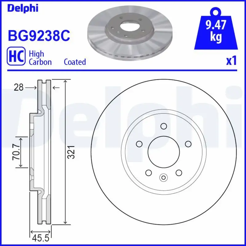 DELPHI BG9238C Ön Fren Diski 13521005 resmi