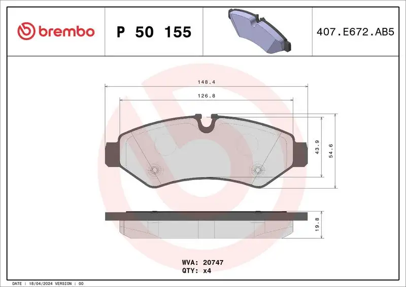 BREMBO P50155 Arka Fren Balatası resmi