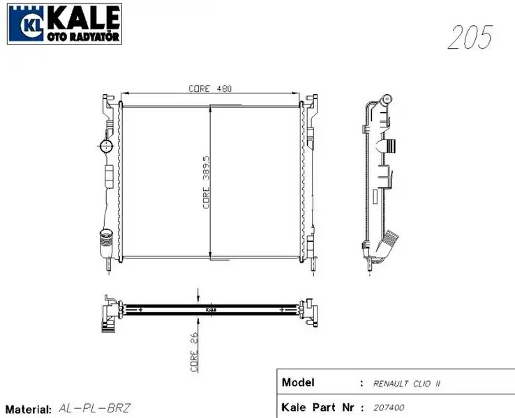 KALE 0528341AB Radyatör resmi