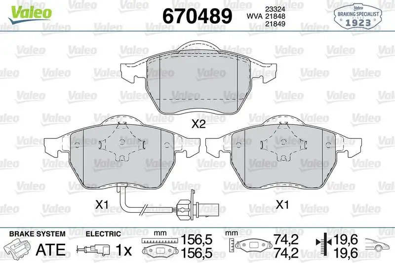 VALEO 670489 Ön Fren Balatası resmi