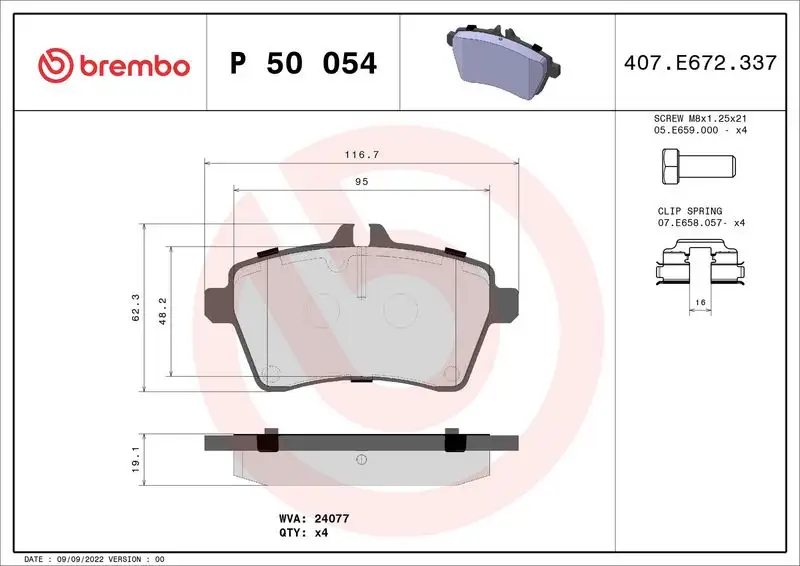BREMBO P50054 Ön Fren Balatası resmi