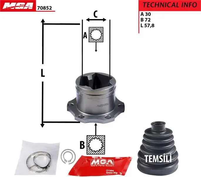 MGA 70852 Aks Kafası (İç) 1J0498103K resmi