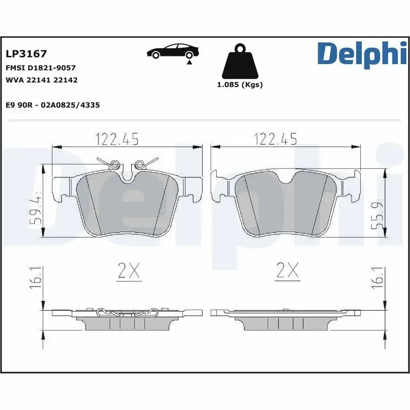 DELPHI LP3167 Arka Fren Balatası resmi