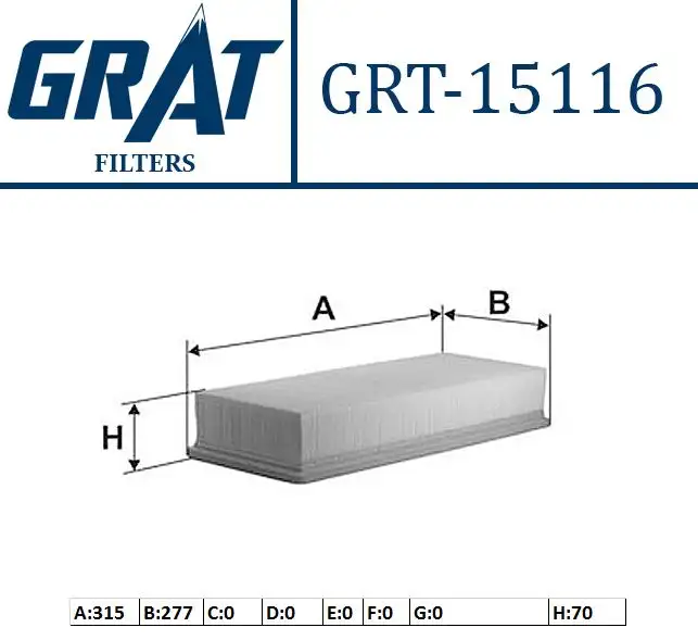 GRAT 15116 Hava Filtresi 2D0129620B resmi