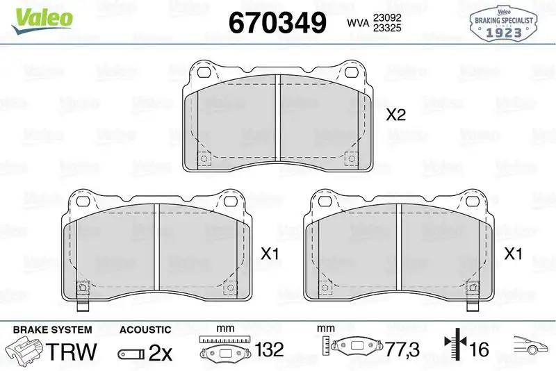 VALEO 670349 Ön Fren Balatası resmi