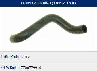 MASTER M2912 Kalorifer Hortumu 7700779910 resmi