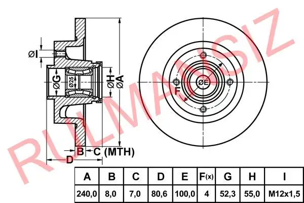 MGA 50187 Arka Fren Diski 7701207823 resmi