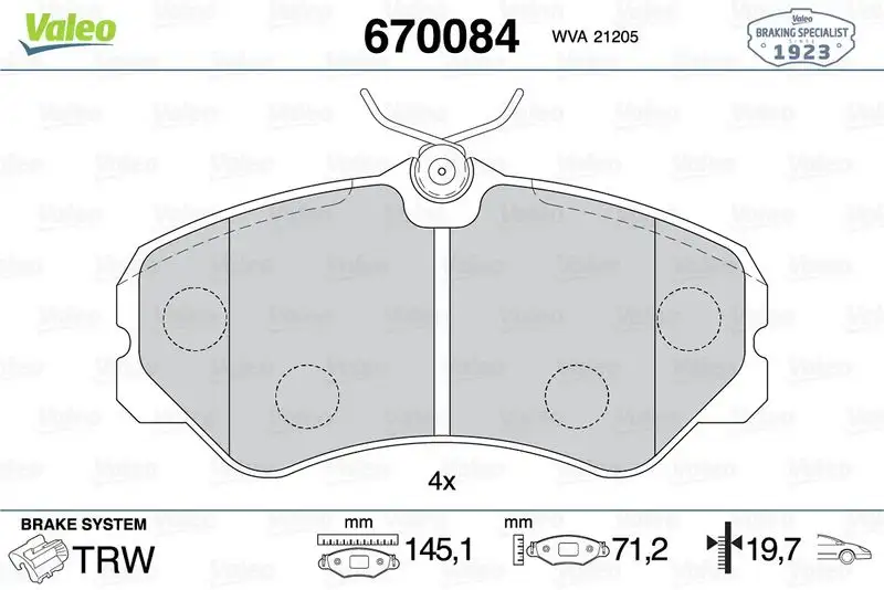 VALEO 670084 Ön Fren Balatası resmi