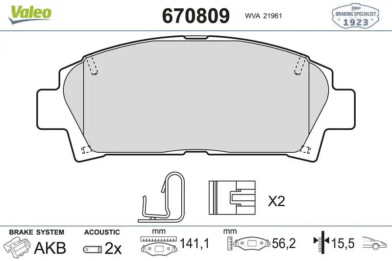 VALEO 670809 Ön Fren Balatası resmi