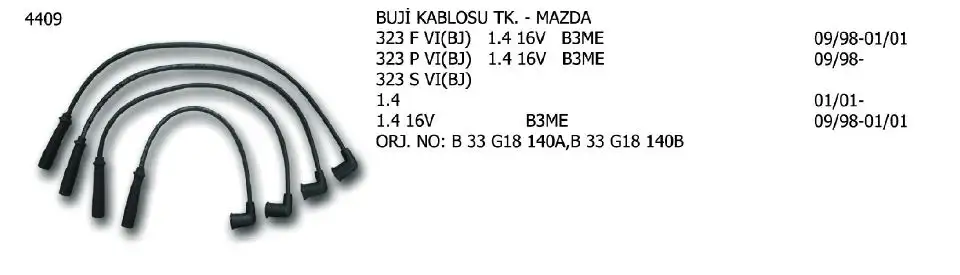 ÜNÜVAR 4409 Buji Kablosu B33G18140B resmi