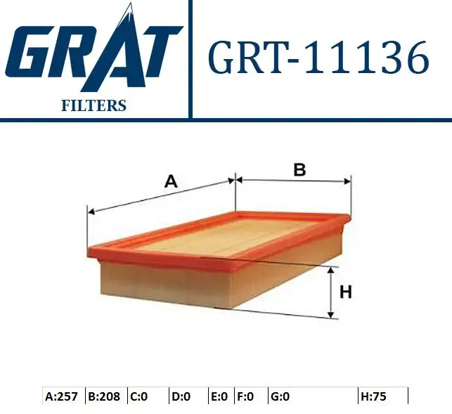 GRAT 11136 Hava Filtresi 165461783R resmi