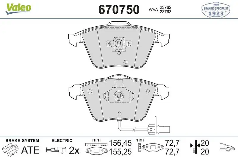 VALEO 670750 Ön Fren Balatası resmi