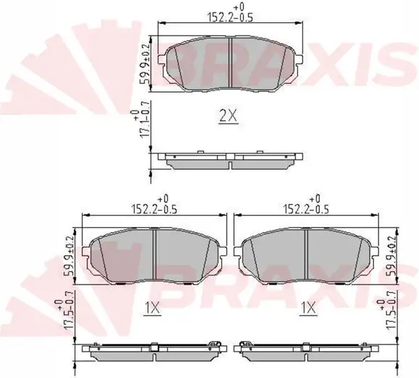 BRAXIS AA0676 Ön Fren Balatası 58101C5A70 resmi